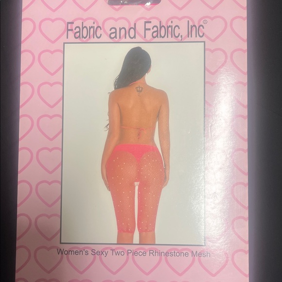 Pink Rhinestone Mesh Bra Set - Picture 3 of 3